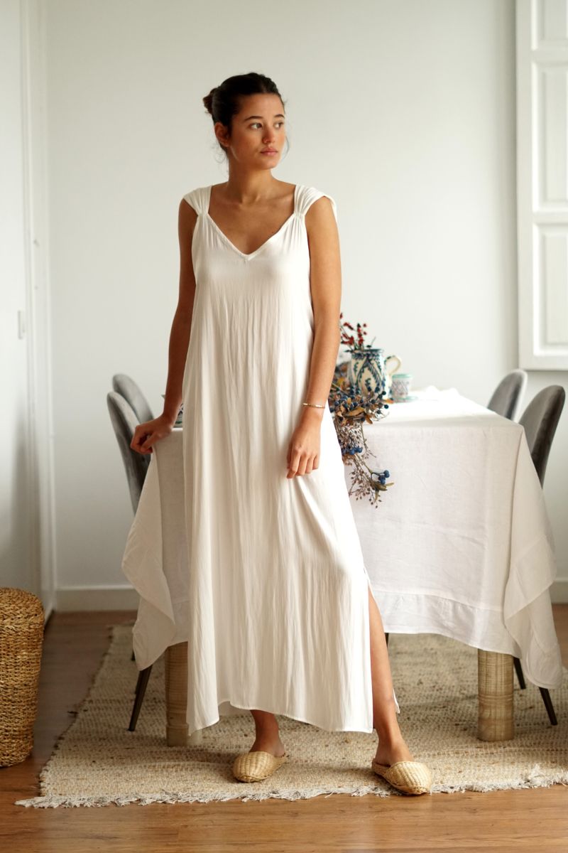 Camisón Carla | Camisón blanco mangas | Seren Collection