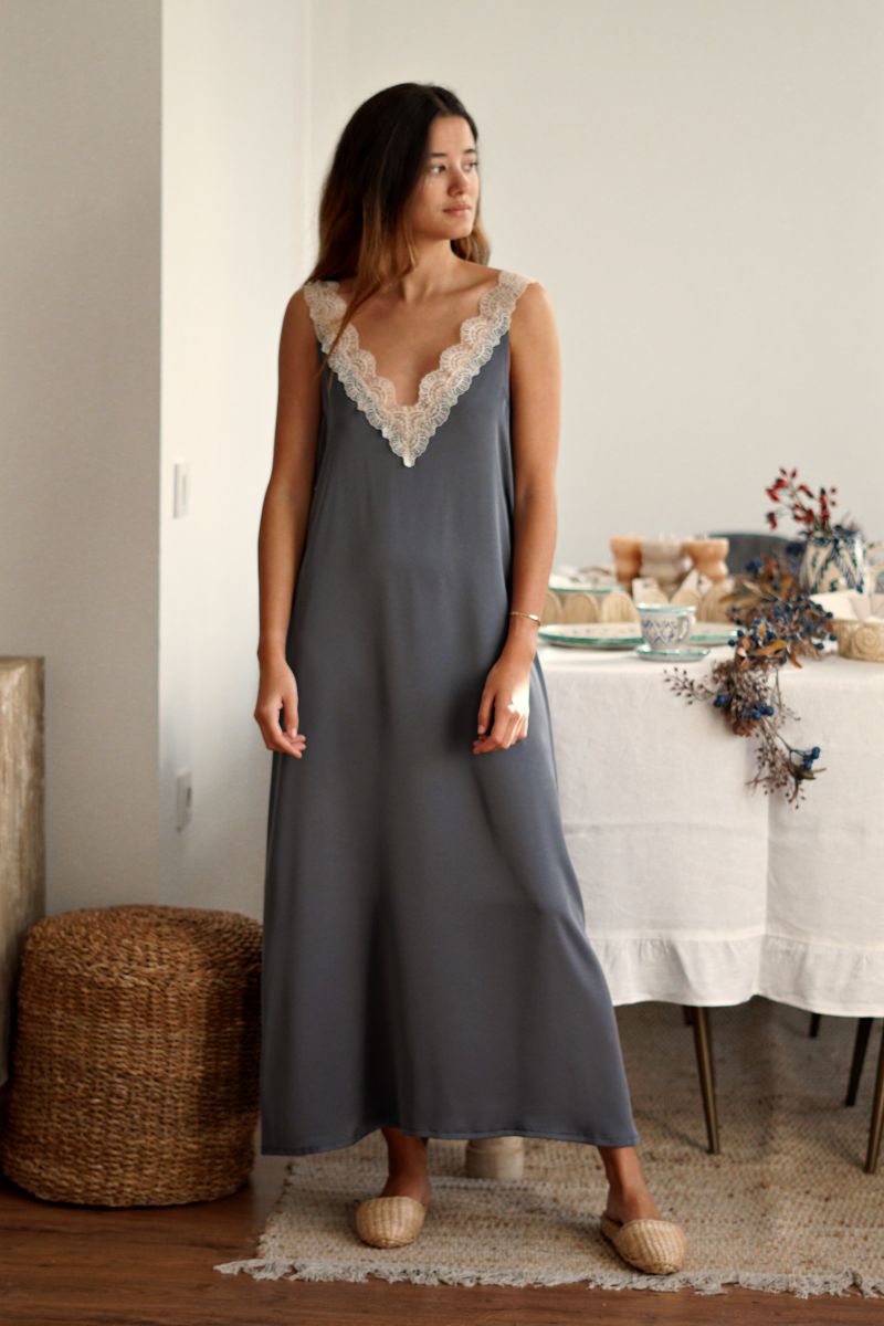 Camisón Christie Gris | Camisones grises para boda | SEREN